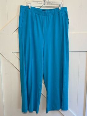 GAP NWT Wide Leg Knit Pants XL Turquoise Pull-On Elastic Waist Pockets